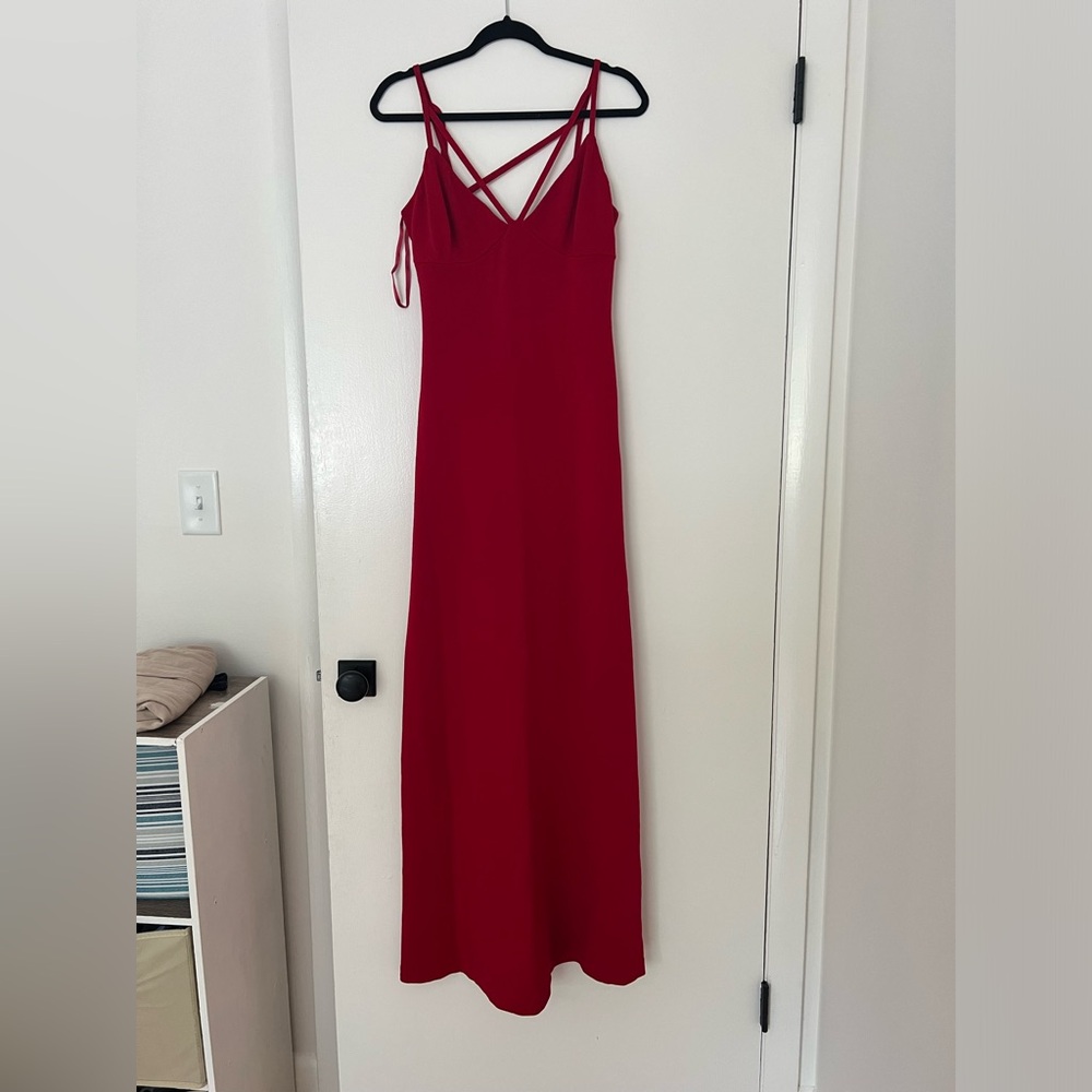 St. John Red Sleeveless Maxi Sundress